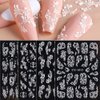 4 Sheets Flower Nail Art Sticker Decals - 5D Stereoscopic Embossed Acrylic Nail Stickers Self-Adhesive Nail Art Supplies White Lace Retro Floral Nail Designs DIY Manicure Decoration for Women Girls