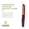 Kent 82T 4" Handmade Folding Pocket Comb for Men, Fine Tooth Hair Comb Straightener for Everyday Grooming Styling Hair, Beard or Mustache, Use Dry or with Balms, Saw Cut Hand Polished, Made in England