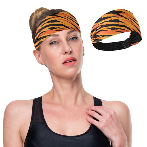 JHKKU Workout Headbands Tiger Print for Women Non Slip Breathable Headband Headband Sport Headbands Sweatbands Elastic Sport Hair Bands for Yoga Running Outdoor Sports Travel Gym