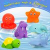 Mold Free Baby Bath Toys for Kids Ages 1-3,No Hole No Mold Sea Animal Bathtub Toys for Infant 6-12-18 Months, Tub Toys Toddlers 2-4 Year Old Boys Girls(6 Pcs with Storage Bag)
