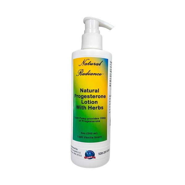 Natural Radiance Progesterone Plus Herbs (Bio-Identical) Soy-Free Paraben-Free Lotion (Light Vanilla Scent with Vanilla Oil) 8 oz. Pump Bottle. | Made in The USA