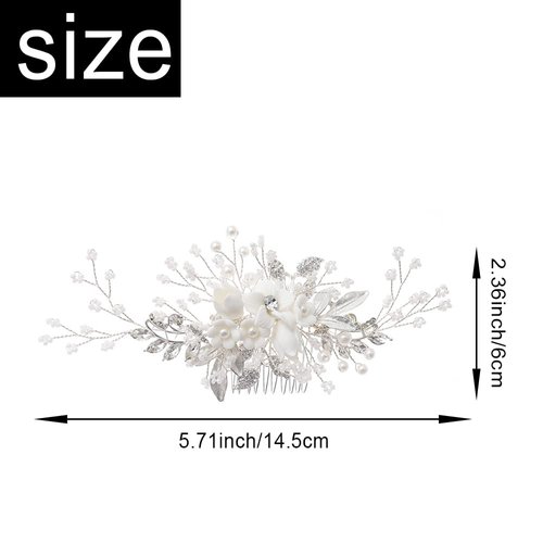 Handmade Silver Bridal Hair Comb Clip Flower Bride Wedding Bridesmaids Hair Vine Crystal Hair Accessories for Brides Headpieces