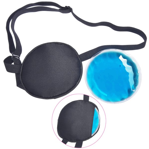 Pure Silk Cooling Eye Patches for Puffy Eyes Ice Eye Mask Cover Medical Single Eye Patch Cold Hot Therapy Strabismus Lazy Eye Bags After Surgery Pirate One Eyepatch Adult Kid (Black-O)