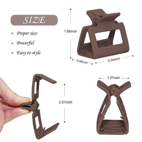 HFLYJPYW 8 Pack Small Claw Clips for Women Girls Double Row Teeth Medium Hair Clips Matte Claw Clips for Thin Hair No Slip Hair Clips for Short Hair Accessories (Dark Series)