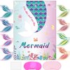 T-Antrix Pin The Tail on The Mermaid Game -Mermaid Party Game for Girls with 21'' x 28'' Poster, Reusable Tails Sticker Party Supplies for Kids Girls Birthday Party Favor Sets