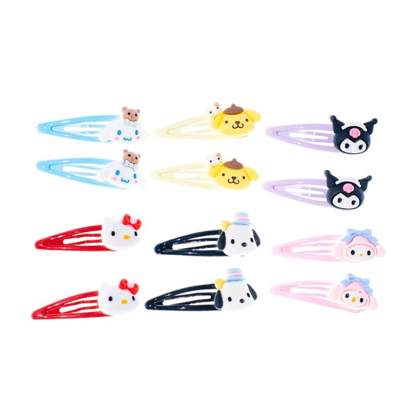 Kawaii Kitty Hair Clips Set of 12 Cute Cartoon Cat Snap Barrettes for Women, Girls, Kids Hair Accessories Gift