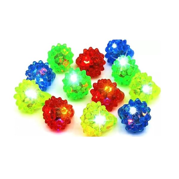 C&H Solutions Novelty 24 ct Flashing LED Bumpy Rings Blinking Soft Jelly Glow By C&H®