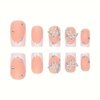 LPOODDNU Short Press on Nails with Charms Butterfly White French Acrylic Nails Square Shape False Nails Very Cute Nails Short Square Stick on Nails for Women Finger Manicure, 24Pcs