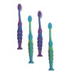 4-Pack of Kids Childrens Toddler Boys Blue Purple Green Extra Soft Bristle Easy Grip BPA Free Toothbrush Set w/Suction Base w/Travel Dust Covers