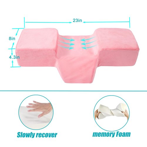 Sankell Beauty Salon Lash Pillow,Comfortable Velvet Memory Foam Eyelash Extension Pillow,Ergonomic Neck Pillow,Protect The Neck When Used for Lash Extension Grafting Make Up(Pink)
