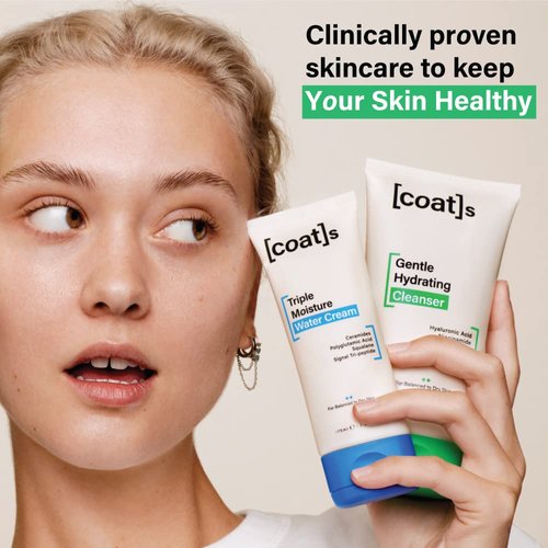 Coats Skin Care Set Duo Bundle, Gentle Hydrating Face Cleanser + Face Moisturizer. Skincare Set for Women and Men with Hyaluronic Acid + Ceramides, Combination to Dry Skin (150ml + 75ml)