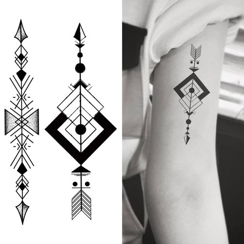 Oottati 2 Sheets Small Tiny Temporary Tattoo Stickers Square Triangle Arrow