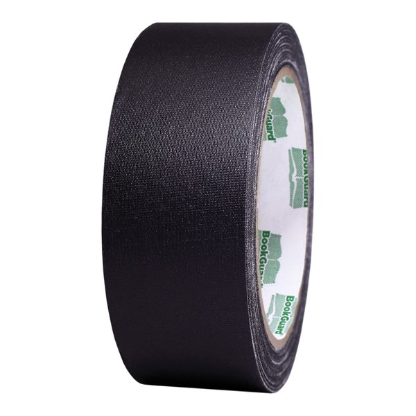 BookGuard 1-1/2 Inch Wide Book Binding Tape, Ideal for Arts, Office, and Library Supplies, Vinyl Coated Cotton Cloth Book Repair Tape - 15 Yards, Black Tape