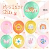 Hiboom 72 Pcs Groovy Retro Hippie Balloons Boho Daisy Party Balloons 12 Inch Rainbow Daisy Flower Butterfly Peace Sign Latex Balloons for Kids Girls Two Groovy Birthday Party Decoration Supply (Fresh)