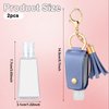 Mozeat Lens 2 Pcs Small Hand Sanitizer Keychain Portable Leather Hand Sanitizer Holder Leakproof Plastic Empty Bottles Hand Sanitizer Travel Holder Bottle for Lotion Liquid Soap Shampoo Blue Black