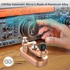 Mini Morse Radio Key CW HAM Send Telegram Double Paddle Morse Code Key with Aluminum Alloy Body Base Gold(S)