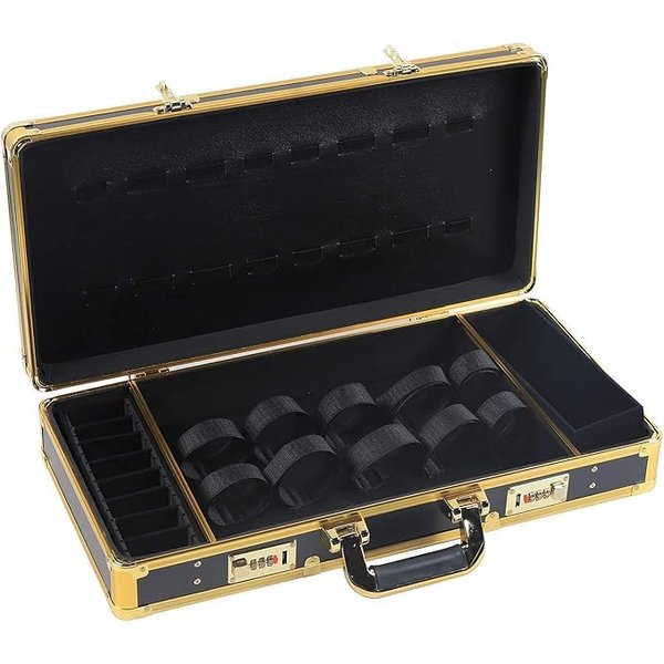 InSyoForeverEC Professional Barber Case, Barber Tool Kits Storage, Double Layer Travel Barber Tool Box, Luxury Carrying Case for Beauty Hair Stylist Pet Groomer with Handle & Secure Numlock (Style 4)