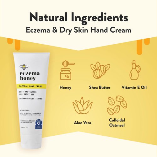 ECZEMA HONEY Oatmeal Hand Cream - Natural Hand & Body Lotion for Eczema Rash Relief - Eczema Cream for Dry, Itchy, Sensitive, & Irritable Skin (4 Oz)