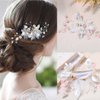 Foyte Crystal Bride Wedding Headpieces Flower Bridal Hair Vines Rhinestone Leaf Hair Pieces Pearl Hair Comb Bridesmaid Side Combs Hair Accessories for Women and Girls (leaf flower)