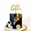 48Pcs Balls Cake Toppers Man Cake Decorations with Black Gold White Balls Acrylic Numbers 0-9 and Happy Birthday Cake Insert Toppers for Men Boy Black Theme Birthday Wedding Anniversary Party Supplies