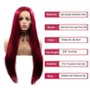 Red Wig for Women Long Burgundy Silky Straight Soft Heat Resistant Lace Front Wigs with Baby Hair Fashion Glueless Natural Hairline Synthetic Hair Wig Halloween Cosplay Costume Wig 24 Inches