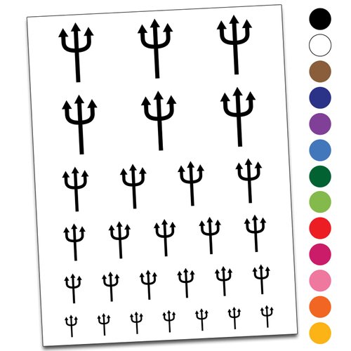 Trident Pitchfork Temporary Tattoo Water Resistant Fake Body Art Set Collection - Black (One Sheet)