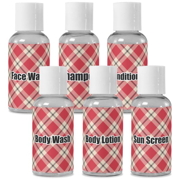 YouCustomizeIt Personalized Red & Tan Plaid Travel Bottles