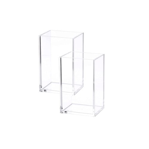2 Pack Clear Acrylic Pencil Pen Holder Cup, Makeup Brush Holder Acrylic Desk Accessories