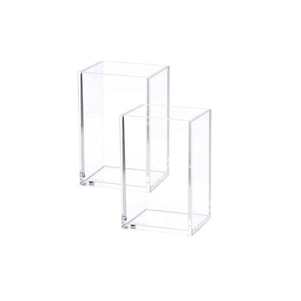 2 Pack Clear Acrylic Pencil Pen Holder Cup, Makeup Brush Holder Acrylic Desk Accessories