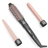 3-in-1 Round Brush Curling Iron Set,Ceramic Curling Wand (0.35"-1") 11/2 Inch Professional Heat Round Brush,30-Second Fast Heat-up, Detachable Dual Voltage Curling Iron - Hair Beauty Essentials