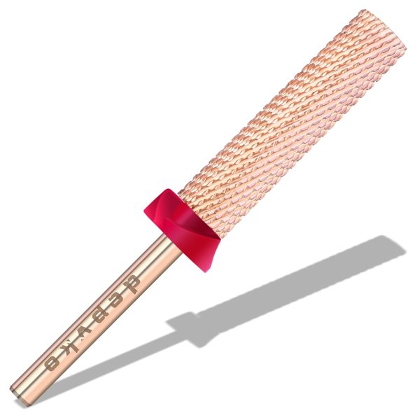 Depvko Super Long Barrel Nail Drill Bits, 3/32'' Carbide Drill Bits, Two Way Rotate Professional Safety Bits for Acrylic Nail Kit, Fast Remove for Manicure Pedicure Cuticle Gel Polishing(F, Rose Gold)