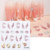 Dornail 6 Sheets 5D Crystal Soft Glue Embossed Nail Stickers,Flame Heart Nail Art Stickers Pink Feather Stereoscopic Nail Decals Diamond Flower Sun Gold Metal Line DIY Nail Design Nail Art Decoration