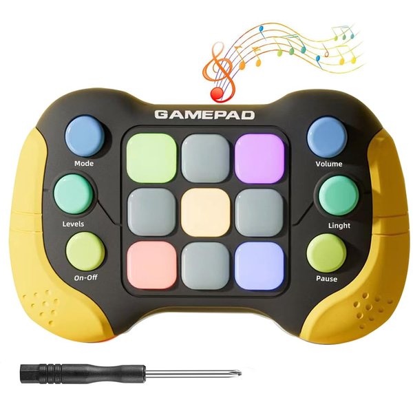 AMAIAM Upgraded Quick Push Game Fidget Toys for Kids, 5 Modes Light Up Flashing Handheld Game for Teens Adults, Electronic Quick Push Buttons Gamepad, Birthday Gifts STEM Toys for Boys Girls (Black)