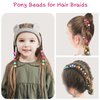 1008 Pcs Hair Beads Kit for Girls and Kids Hair Braids, 500Pcs 9x6mm Glitter Pony Beads, 500Pcs Mini Elastic Rubber Bands, 5Pcs Quick Beaders, 1Pcs Rattail Comb and 2Pcs Duckbill Clips