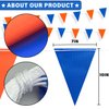 105ft Pennant Banner Flags, 7"x10" Fluorescent Orange and Blue Safety Flagging Banner Warning Flags for Construction Site/Traffic Control/Boundary Barrier Signs, Perimeter Marking Flags on String, 45 Flags