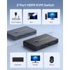 KVM Switch HDMI 2 Port Box,ABLEWE USB and HDMI Switch for 2 Computers Share Keyboard Mouse Printer and one HD Monitor,Support UHD 4K@60Hz,with 2 USB Cable and 2 HDMI Cable