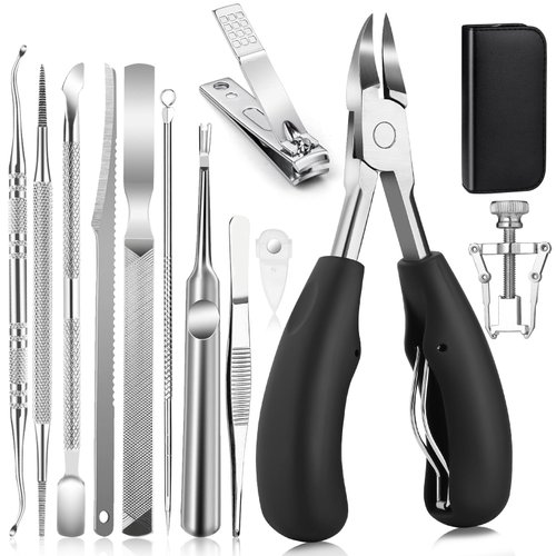 Modacraft 11PCS Ingrown Toenail Removal Kit, Effective Ingrown Toenail Treatment with Toenail Clippers for Thick Toenails, Ingrown Toenail Corrector and Other Predicure Tools Kit for Feet and Hand