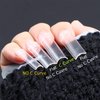 INENK Flattened No C Curve XXL Square Nail Tips,500 Pcs Clear Half Cover Tapered Square Straight Nail Tips Flat for Acrylic Nails Salons and DIY with a Box(10 Sizes)
