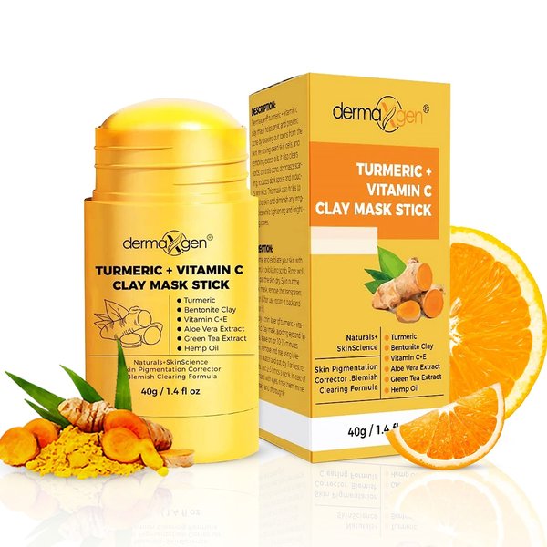 DERMAXGEN Organic Turmeric Mask Stick - for Clear, Radiant Skin - Acne & Scars Reduction, Healing Clay Pore Cleansing Facial Mask - Improve Skin Tone and Texture - All-Natural 1.4 Oz