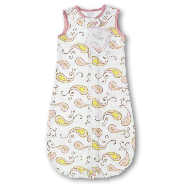 SwaddleDesigns Cotton Sleeping Sack with 2-Way Zipper, Made in USA, Premium Cotton Flannel, Pastel Pink Paisley, 6-12MO