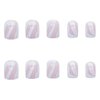 RikView White Press on Nails Medium Length with Swirls Design Square Fake Nails Full Cover Acrylic Nails