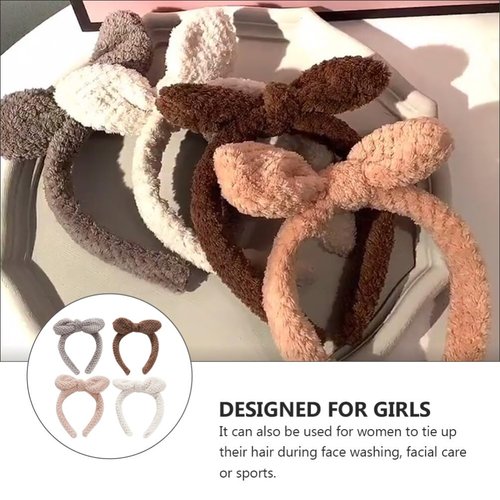 KESYOO Ear Hair Band SPA Facial Headband for Washing Face Makeup Terry Cloth Headbands Elastic Head Wrap Gift for Women Girls 5Pcs