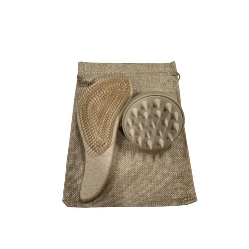 Eco-Friendly Detangler Brush w/Scalp Massager| Anit-Knot for Smooth & Frizz-Free Hair| Wet & Dry Scalp Exfoliator w/Soft Silicone Bristles| Dandruff Removal & Hair Growth (KHAKI)