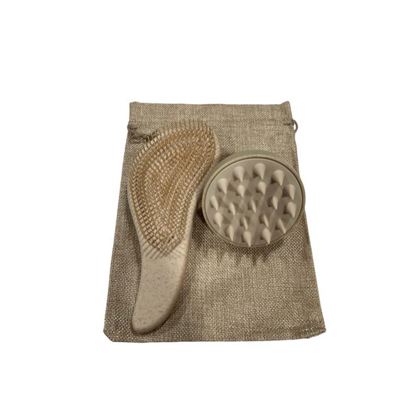 Eco-Friendly Detangler Brush w/Scalp Massager| Anit-Knot for Smooth & Frizz-Free Hair| Wet & Dry Scalp Exfoliator w/Soft Silicone Bristles| Dandruff Removal & Hair Growth (KHAKI)