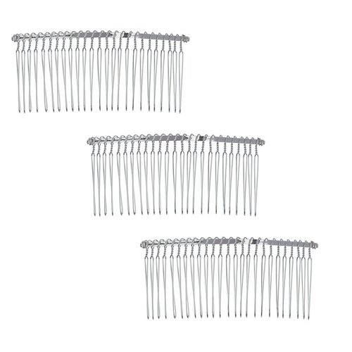 3 Pcs Wire Silver Hair Comb Wedding Bridal Make Veil Crafts Supply DIY 3 Inch