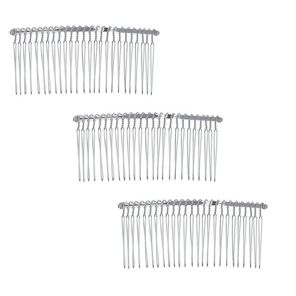 3 Pcs Wire Silver Hair Comb Wedding Bridal Make Veil Crafts Supply DIY 3 Inch