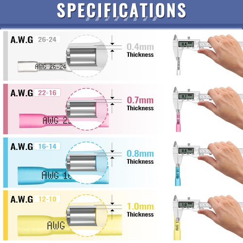 Heat Shrink Butt Wire Connectors, Sopoby 105Pcs 12-10 AWG Yellow Insulated Waterproof Electrical Wire Connectors Automotive Marine Grade Wire Crimp Terminals Butt Splices, Ideal for Boat, Truck,Yellow