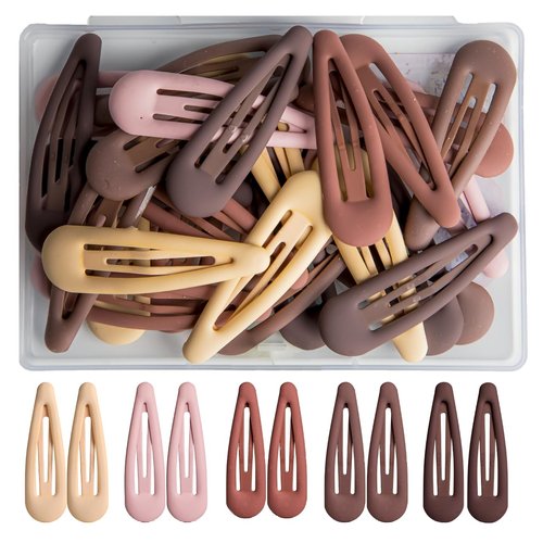 30PCS Assorted Snap Hair Clips Set with Box - Small Barrettes Hair Accessories for Girls, Colored Hair Clips for Daily Wear, School, and Women (5 Colors)