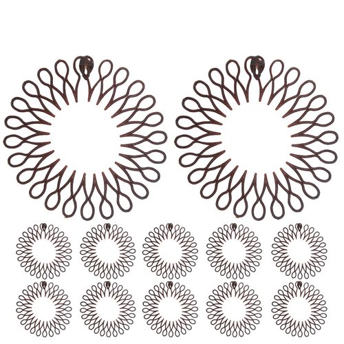 12 Pieces Full Circular Stretch Comb Headband,Flexible Circle Headbands with Teeth,Women Lady Hair Wrap Holder Hair Comb (Brown, One Size)