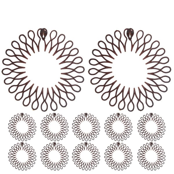 12 Pieces Full Circular Stretch Comb Headband,Flexible Circle Headbands with Teeth,Women Lady Hair Wrap Holder Hair Comb (Brown, One Size)